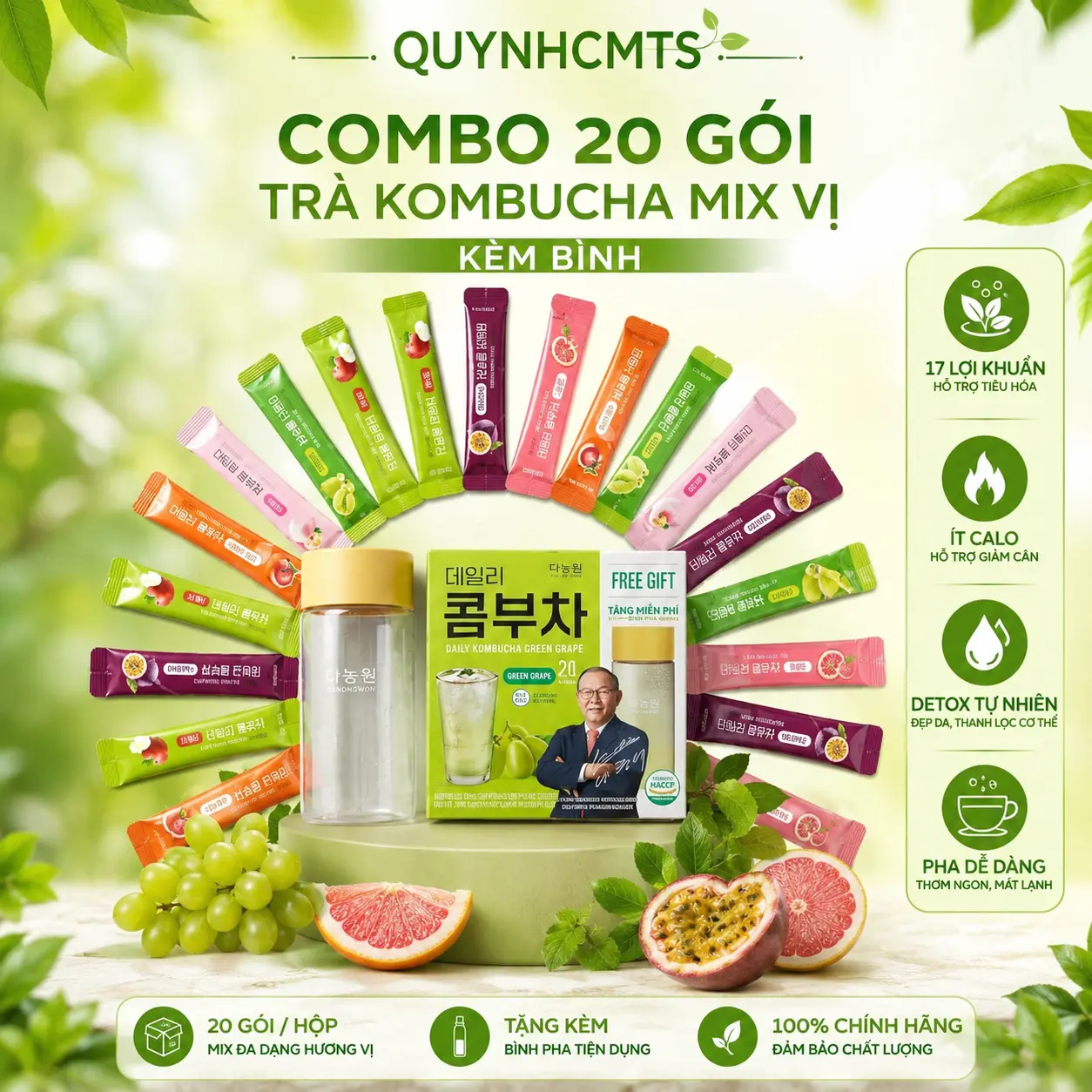 20 Gói Mix Kombucha+bình