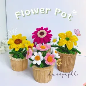 Flower pot kawat bulu  (bisa request model bunga)