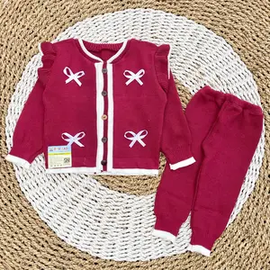 Setelan Rajut Bayi Perempuan Setelan Rajut Bayi Baru Lahir Setelan Rajut Bayi 0-6 Bulan - DNW BABY