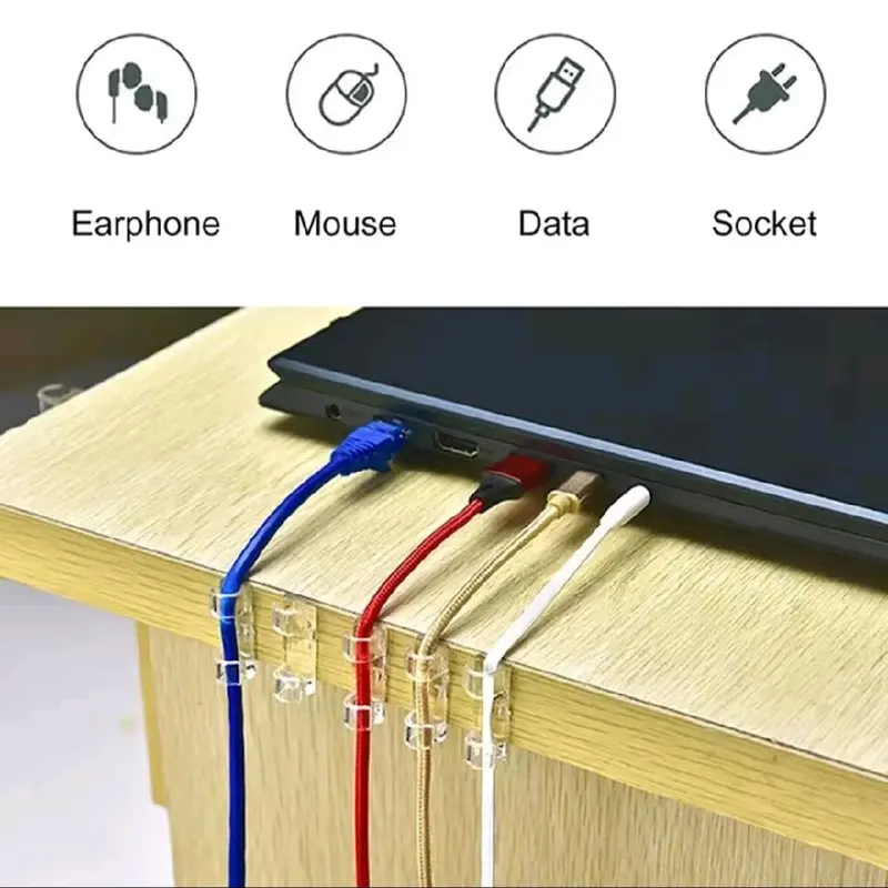 20PCS Klip Kabel Organizer Cable Tempel Dinding Meja Kursi Kayu Penjepit Kaber 7