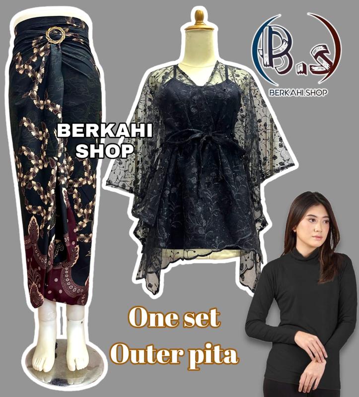 Outfit Atasan Fashion Satu Set Outer brokat cape Brokat Crop Kondangan Pesta Brokat seragam Bridesmaid Terbaru 2024-2025 5
