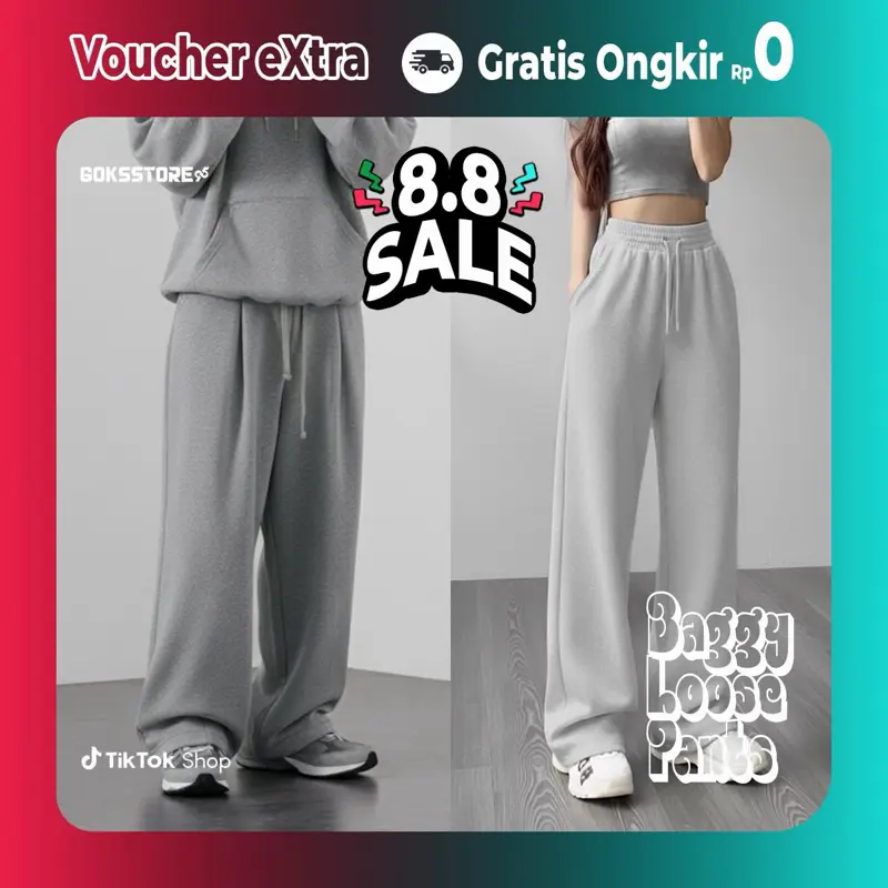 Celana Sweatpants Loose Baggy Losepants Celana Panjang Pria Wanita Unisex Casual Korea