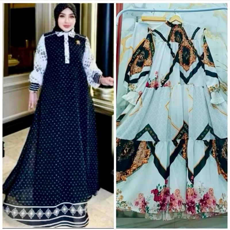 SHELLASAUKIA DRESS RAYA Cut Meyriska Bisa COD Gamis Swiss Set Hijab shellasaukia ORi Muslim Wanita 8