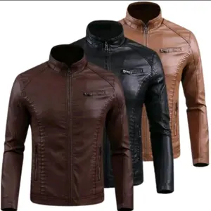 Jaket Kulit Sintesis Vienna Super Premium untuk Pria wanita Dewasa Hitam Casual Semi Cowok Blazer Keren Slim