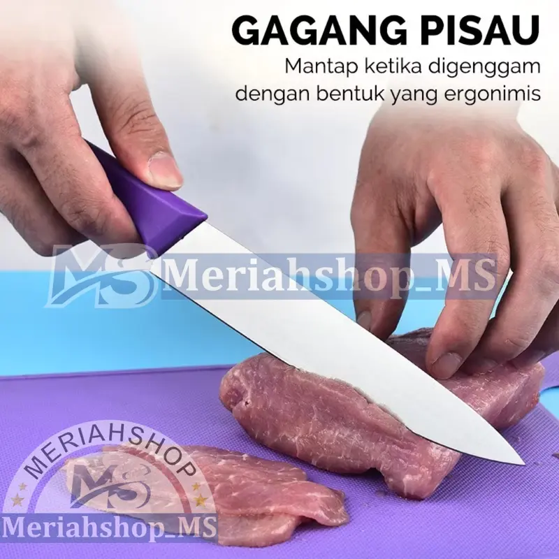 MERIAHSHOP Pisau Set Telenan Talenan Warna 5 in 1 Cutting Board Pisau Gunting Dapur Koki Masak Stainless Steel Anti Karat 7
