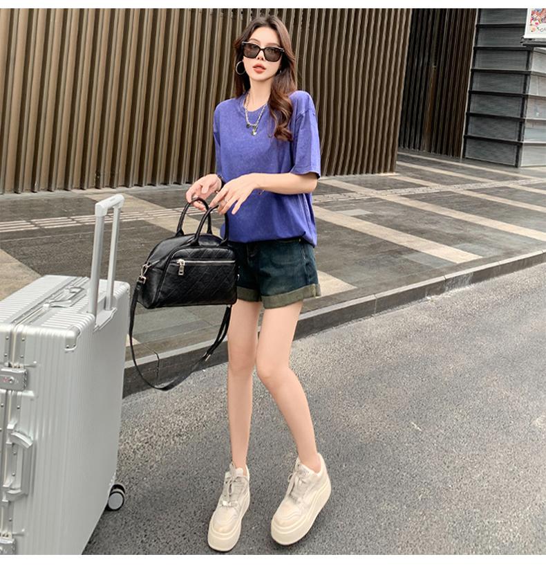 Product Introduction of Summer fashion unisex solid color versatile pure cotton short sleeved T-shirt 11