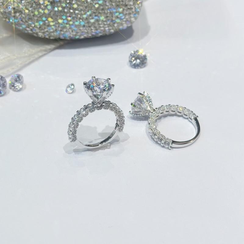    Hoàng Phát   Trang Sức Nhẫn Bạc Ý 925 Chấu Cao 6 Chấu Chủ 10li Nữ Hoàng X.o.à.n Nam Mỹ Xi Kim  N208  