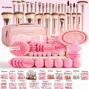 Set de brochas de maquillaje con esponja y borla, kit de herramientas de belleza definitivo, colección completa de brochas cosméticas para aplicación impecable