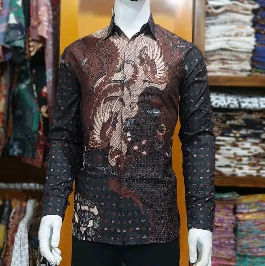 Kemeja Polyester Premium Cowok Lengan Panjang