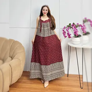 NEW Yukensi Temi Panjang Daster Cantik Tanpa Lengan Jumbo LD 130cm Rayon Lembut Gaun Tidur Santai Wanita Bumil Busui Motif Etnik Bunga