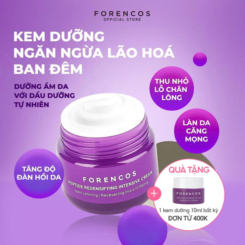 Kem dưỡng ẩm ban đêm hỗ trợ căng mịn và hỗ trợ làm chậm quá trình lão hóa Forencos Peptide Redensifying Intensive Skincare Nữ
