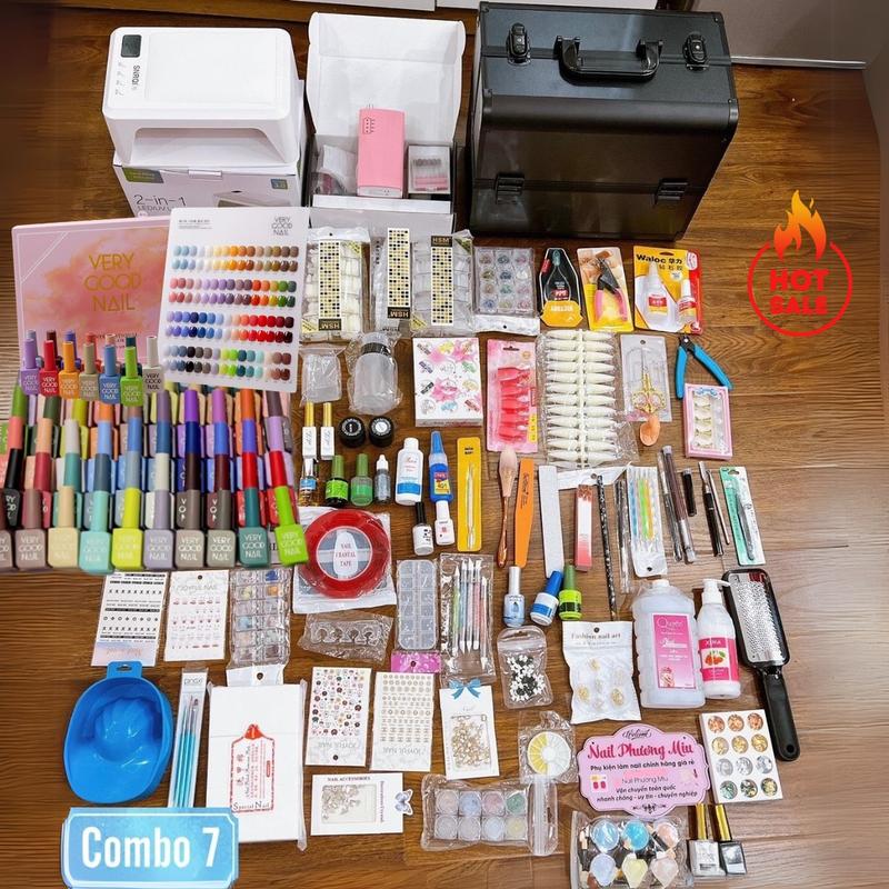 Combo Dụng Cụ Làm Nail Cao Cấp Số 7 Nail Phương Miu Set Sơn Gel 60 Màu Verygood Nail Kèm Máy Hơ T8 Máy Mài US801 Cốp Nhôm 3 Tầng Bộ Đồ Làm Móng aChuyên Nghiệp