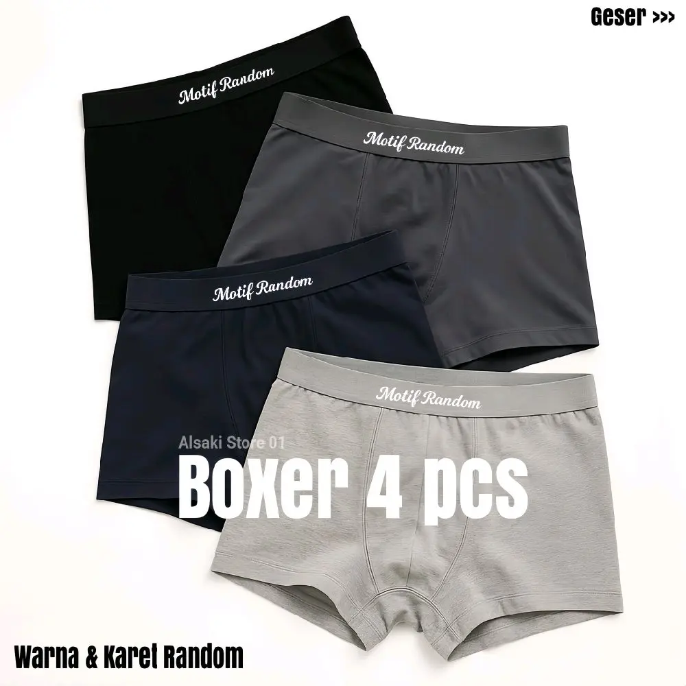 (FLASH SALE) BOXER ISI 4 PCS CELANA DALAM PRIA DEWASA BOXER PRIA MURAH Katun Spandex Nyaman Lembut Karet Kotak Remaja Sport Cowok Motif priamurah sempak Pendek baru celanada lampriamurah