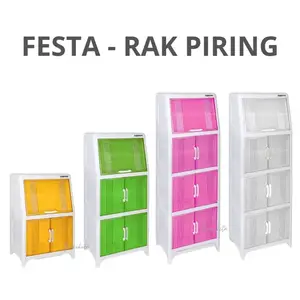 Tabitha Rak Piring Festa 3 Plastik Lemari Penyimpanan Serbaguna 40x28x63cm Warna Variasi