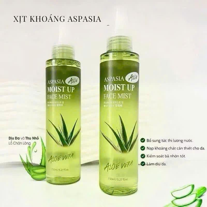 Xịt khoáng lô hội Aspasia Moist Up Face Mist Hàn Quốc 150ml khoáng nha đam - Làm Đẹp Da -