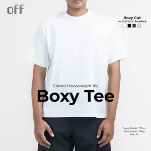 off - Boxy Tee 245GSM 16s | T-Shirt Kaos Boxy Cut Cotton Heavyweight in White Unisex Pria Wanita COD