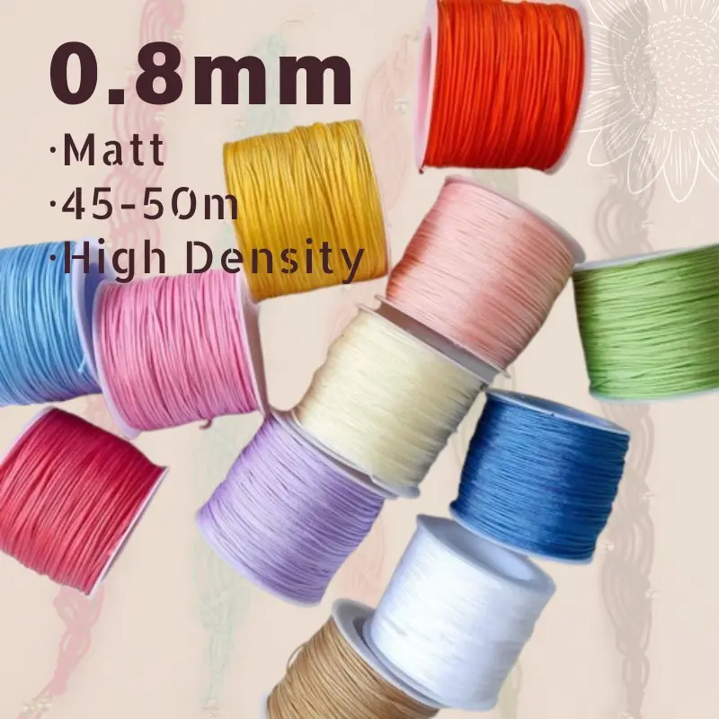 0.8mm Thread No. 72 High Density Matt Nylon Yarn Cord 45 - 50m in Various Colours Use For DIY, Macrame, Beading, Braiding, Weaving, Knots, Paracord Bracelet, Friendship Band, Fashion Accessories, Handicrafts Projects