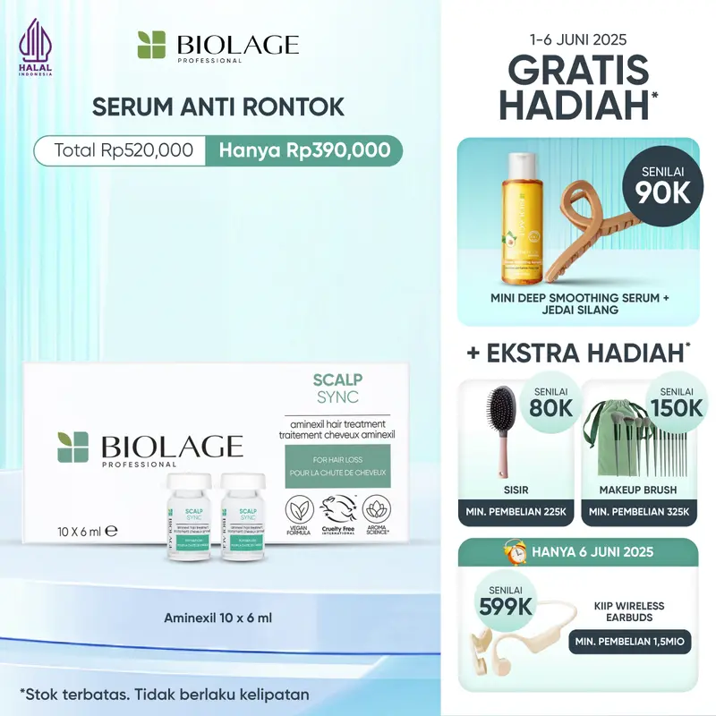 Biolage Scalpsync Aminexil 10 x 6ml - Serum Professional Perawatan Rambut Rontok 0