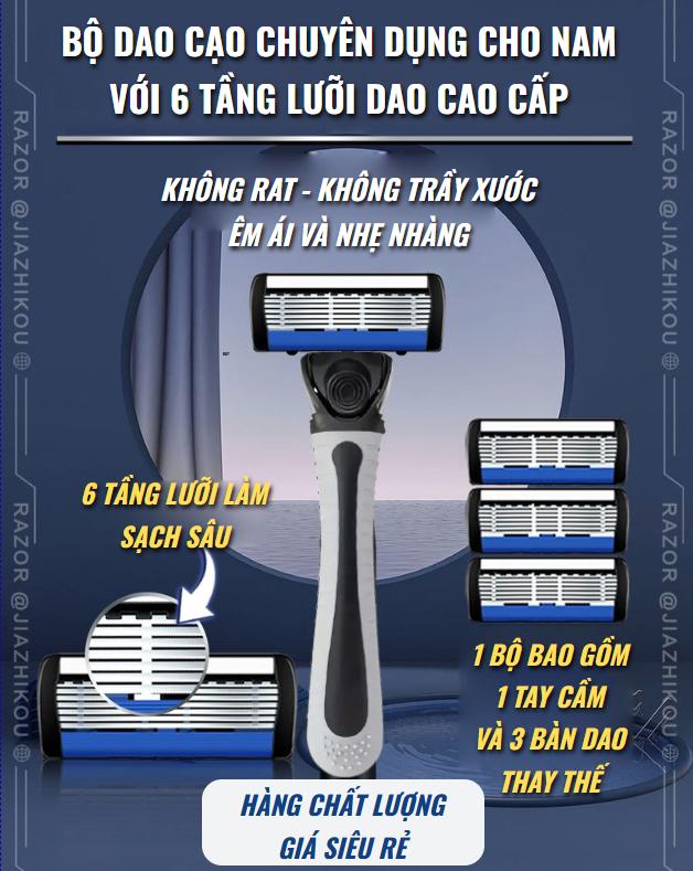 Dao Cạo Râu 6 Tầng Lưỡi Cao Cấp