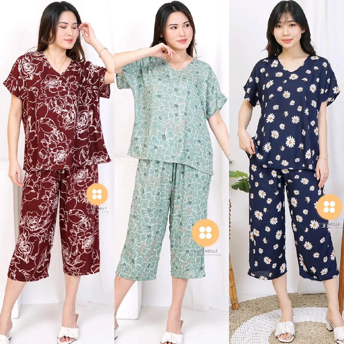 Setelan Rayon 7/8 Rumahan Santai Allsize Fit to XL LD 114cm - Wanita