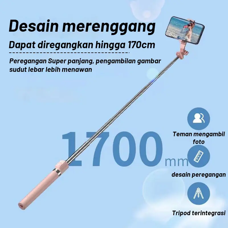 Trbest A12 170cm Tripod Tongsis Selfie Stick Lampu LED Besar Dengan 7 Tombol Remote Bluetooth HP Holder Tripod Portable 3