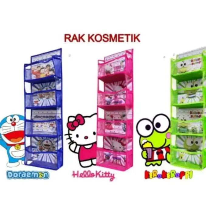 RAK KOSMETIK GANTUNG KARAKTER 4 SUSUN MURAH Pink 5