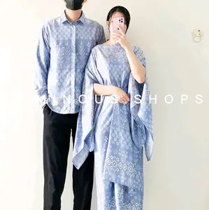 Couple Kebaya Biru - Couple Baju Batik - Couple Kemeja Batik - Kebaya Wisuda - Kebaya Modern - Couple Kebaya Premium