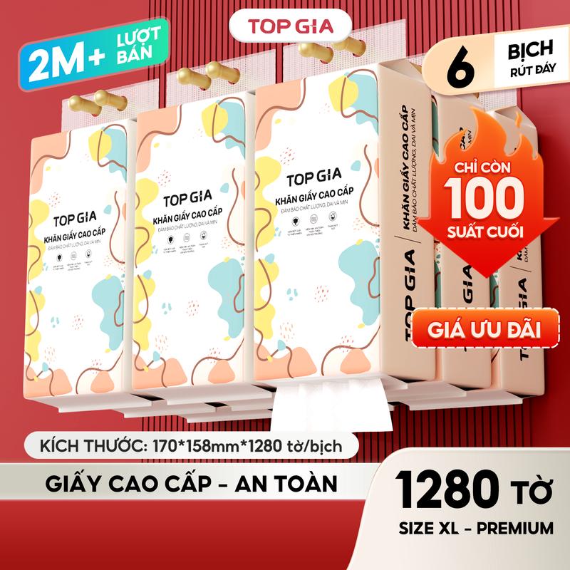 [SIÊU TO – CAO CẤP] Combo 6 bịch khăn giấy CỠ ĐẠI đa năng treo tường đa sắc tiện lợi TopGia (tặng 3 móc treo tường) Giấy Ăn Khăn Giấy phòng bếp vn Giấy Vệ Sinh giấy rút đa năng treo tường ĐẠT QUY CHUẨN BỘ CÔNG THƯƠNG HN-HCM (DS)