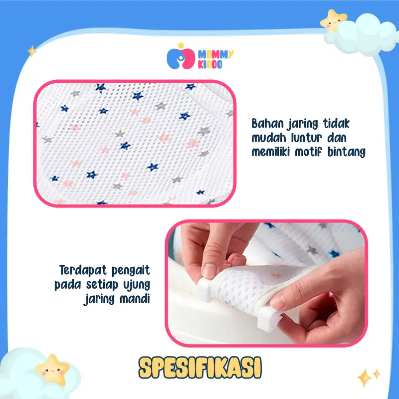 MOMMY KIDDO - Baby Bath Helper Jaring Mandi Bayi Bantal Mandi Bayi 3