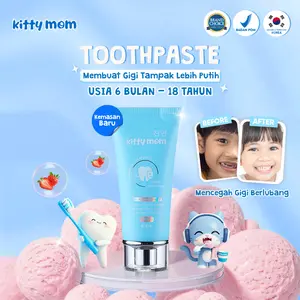 Kitty Mom Toothpaste Pasta Gigi Odol Anak | Pencegah Gigi Berlubang & Karies | Pasta Gigi Bayi Aman Tertelan | Baby Oral Care | Kids Skincare 0-18 Tahun | Perawatan Mulut Bayi