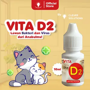 Clever Solutions - ( Bisa COD ) Vita D2 Obat Virus Kucing Flu Berat, Panleu, Calici, Distemper, Mencret, Pipis Darah, Sariawan, Lemes, Muntah, Bakteri