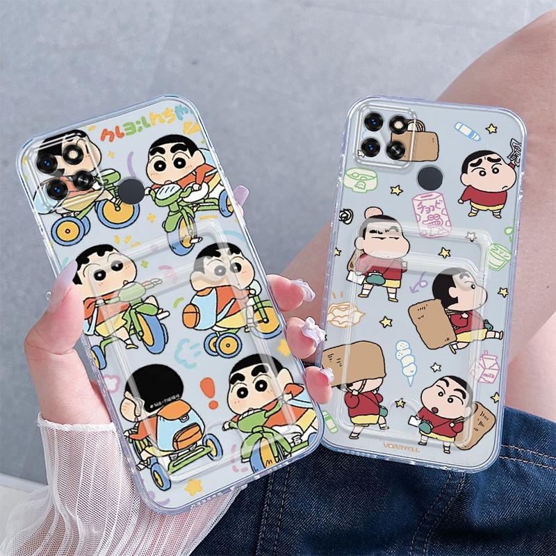Card Holder For Realme C25 C25S C12 C15 C21Y C25Y Crayon Shin-chan Couple Soft…