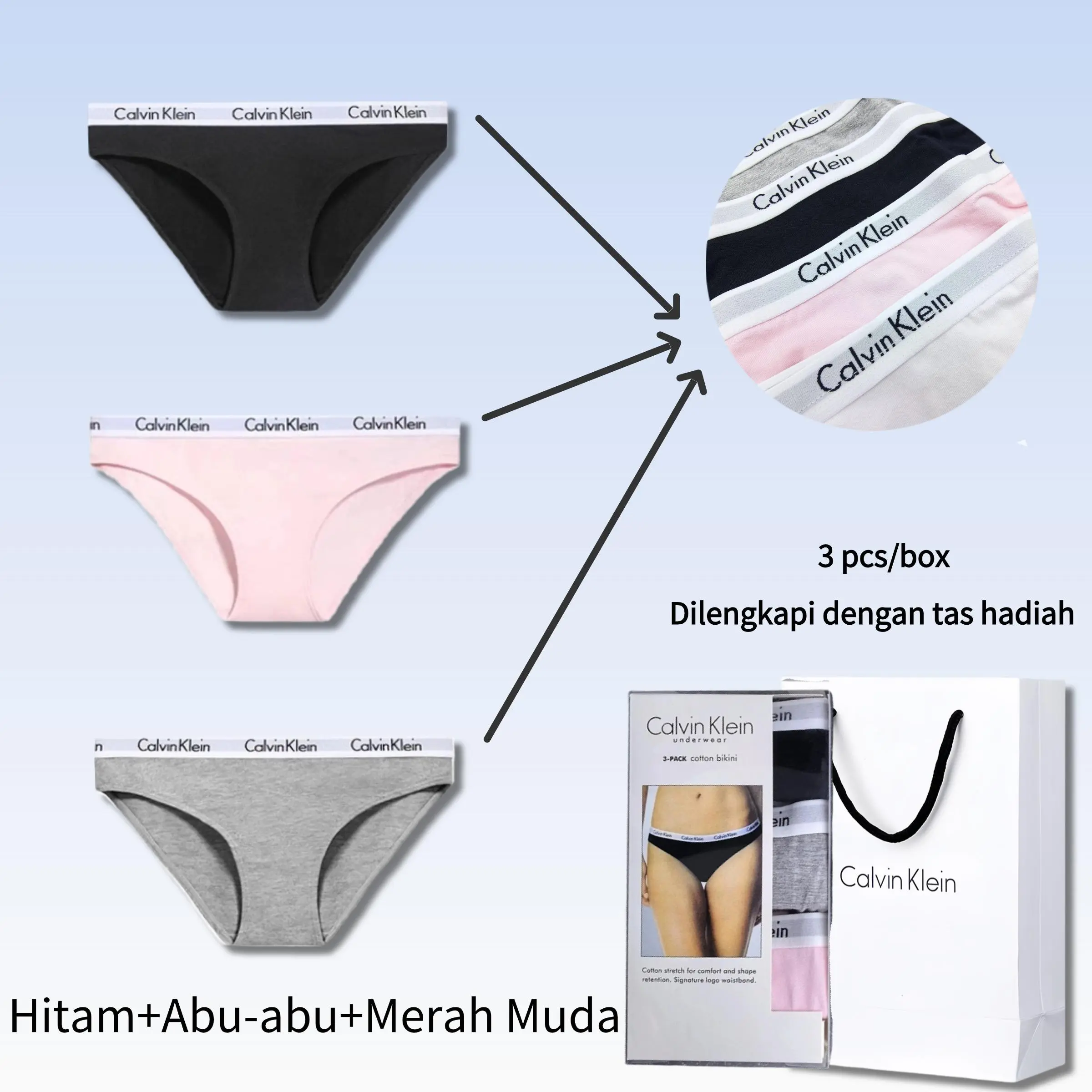 Gaya B (Hitam + Merah Muda + Abu-abu)