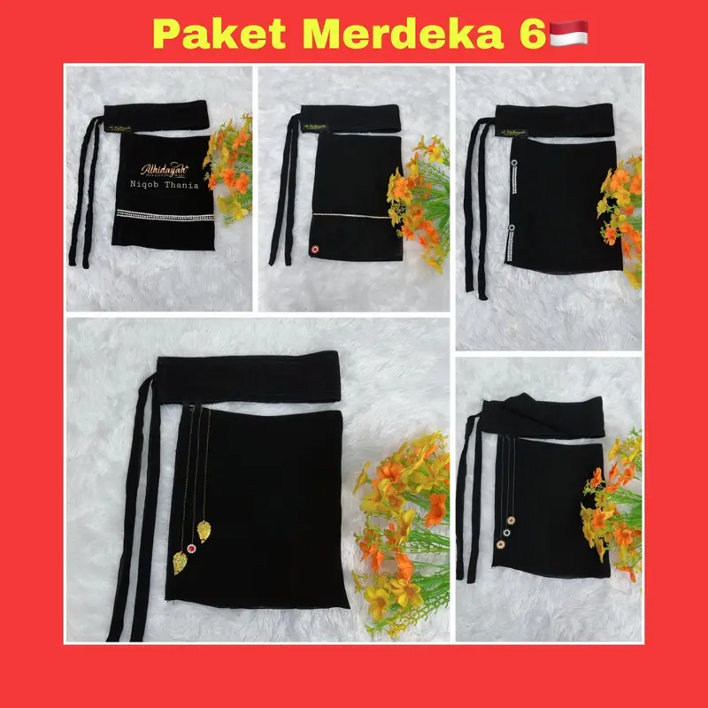 PAKET NIQOB MERDEKA  | Matt Sifon Silky Premium | Paket Hemat Niqab Cadar Bandana Wolfis Terbaru Niqob 2 Layer 5