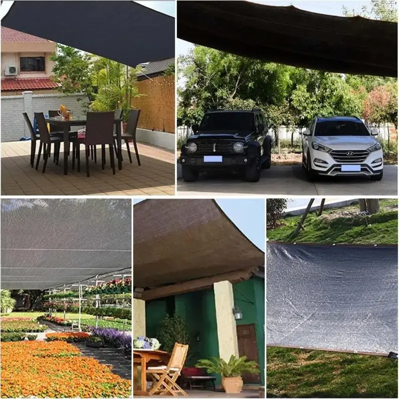Malla Sombra 6x4m 98% Bloqueo UV – Tela Resistente con Ojales y Cuerda – Para Jardín, Patio, Estacionamiento – Negro - Foto 6