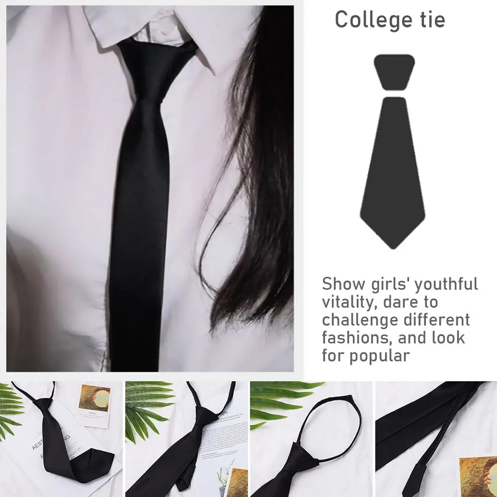 Smooth Black Clip On Tie Narrow Neck Ties Necktie