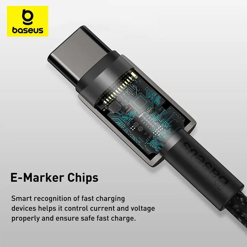 Baseus Tungsten Gold Fast Charging Data Cable Type-C to Type-C 100W 1Meter Black | Kabel Charging Type-C Hitam Wire 4