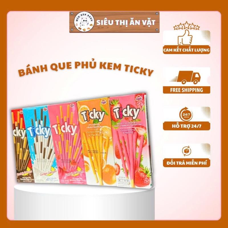 COMBO 24 HỘP TẶNG 2 hộp BÁNH QUE TICKY SOCOLA . Dâu . Sữa . Cam . Matcha - MÈO BÁN BÁNH
