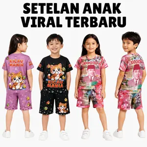 Setelan Anak Printing MotIF UANG RUPIAH  kicau mania terbaru viral