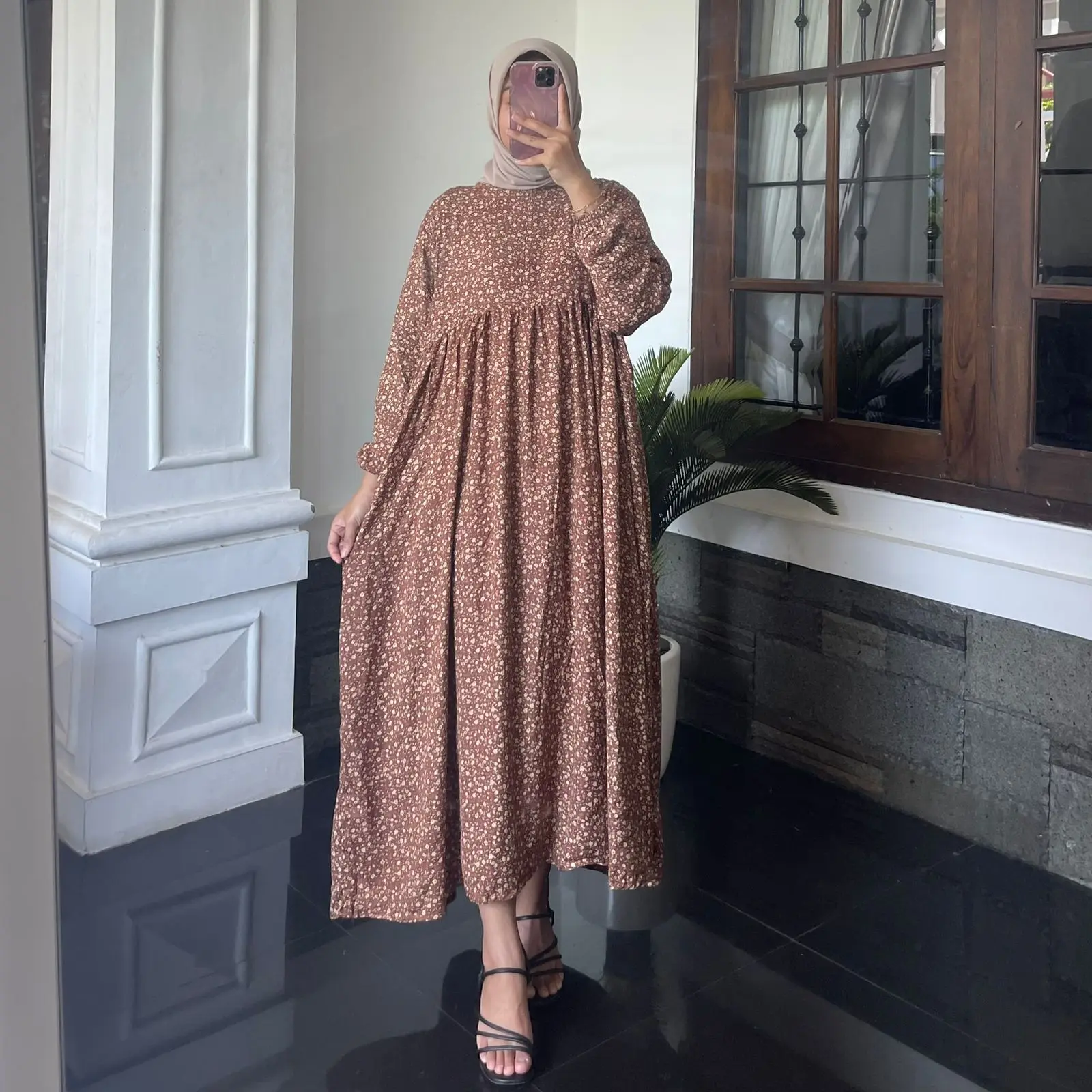 MIDI DRESS RAYON PREMIUM JUMBO / DRESS KATUN MOTIF BUNGA / KATUN FLOWY DRESS  BUSUI FRIENDLY - Shop | Tokopedia