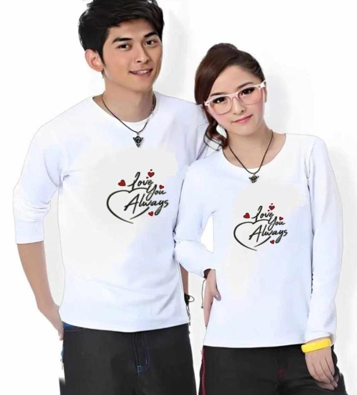 (HARGA SUDAH DAPAT 2 BAJU) Kaos Couple LOVE YOU ALWAYS Lengan Panjang Bahan Katun Soft Sablon Printing Digital DTF Distro Cewek cowok Pasangan Oblong Dewasa Lembut Wanita 0