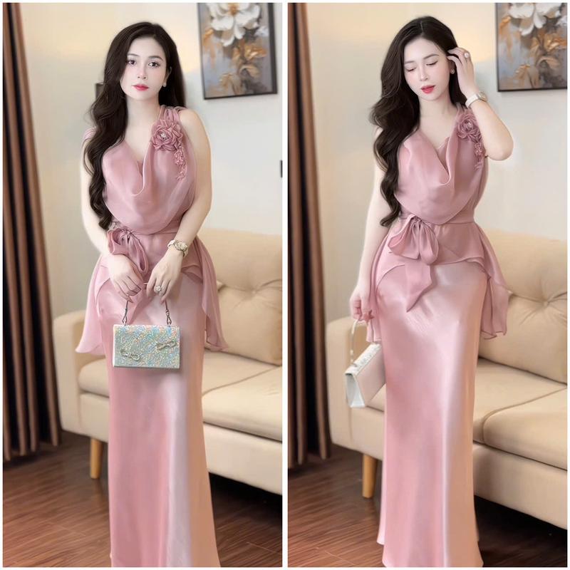 A55 New - Set Váy Lụa Mix Áo Tơ Thiết Kế CÓ BÁN RỜI - LYNA