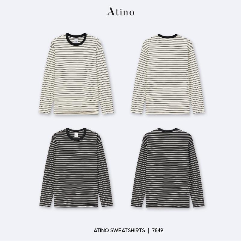  Áo Nỉ Kẻ Nam Atino Cổ Bo Viền Phối Màu Nổi Bật Dễ Phối L.2.7849 