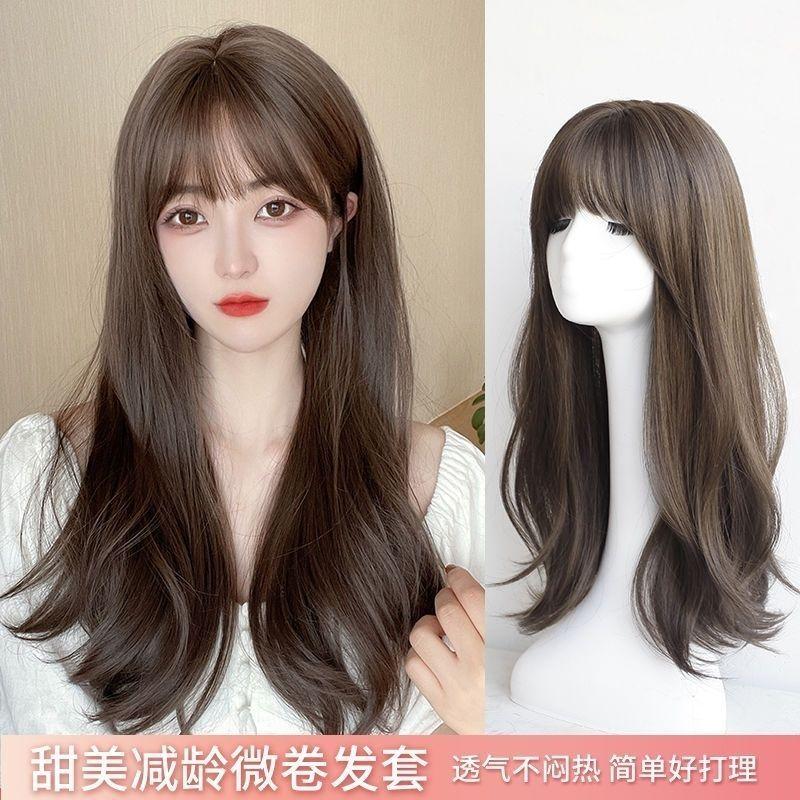 Wig Women's Full-Head Wig-Style Mid-Length Hair 2024 Fashion New Wig Sheath Suitable for round Faces Hairstyle Simulation Natural 2