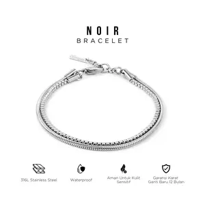 PROJECT NINETYSEVEN - NOIR Bracelet - Gelang Tanga Double Layer Pria Wanita Anti Karat Mewah (BELI 3 GRATIS 1)