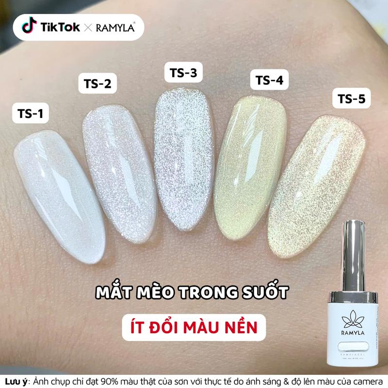  Sơn gel mắt mèo trong suốt ít đổi màu nền RAMYLA Tuxi Nails 