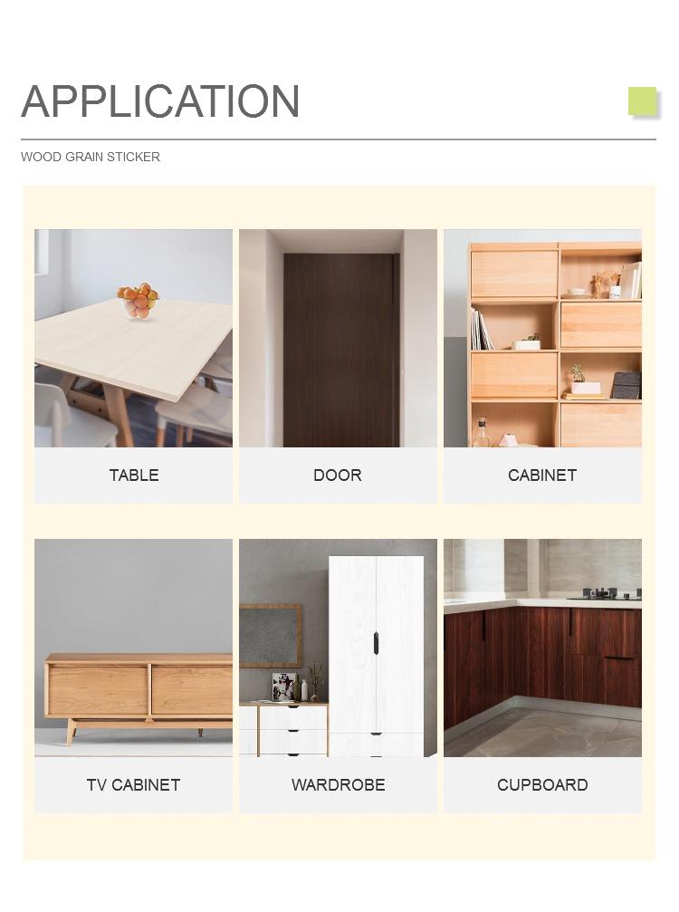 Product Introduction of Cabinet Sticker Waterproof Moisture-proof Self Adhesive Wood Grain Table Mat Self Adhesive Anti-fouling Dust-proof Door Wallpaper 5