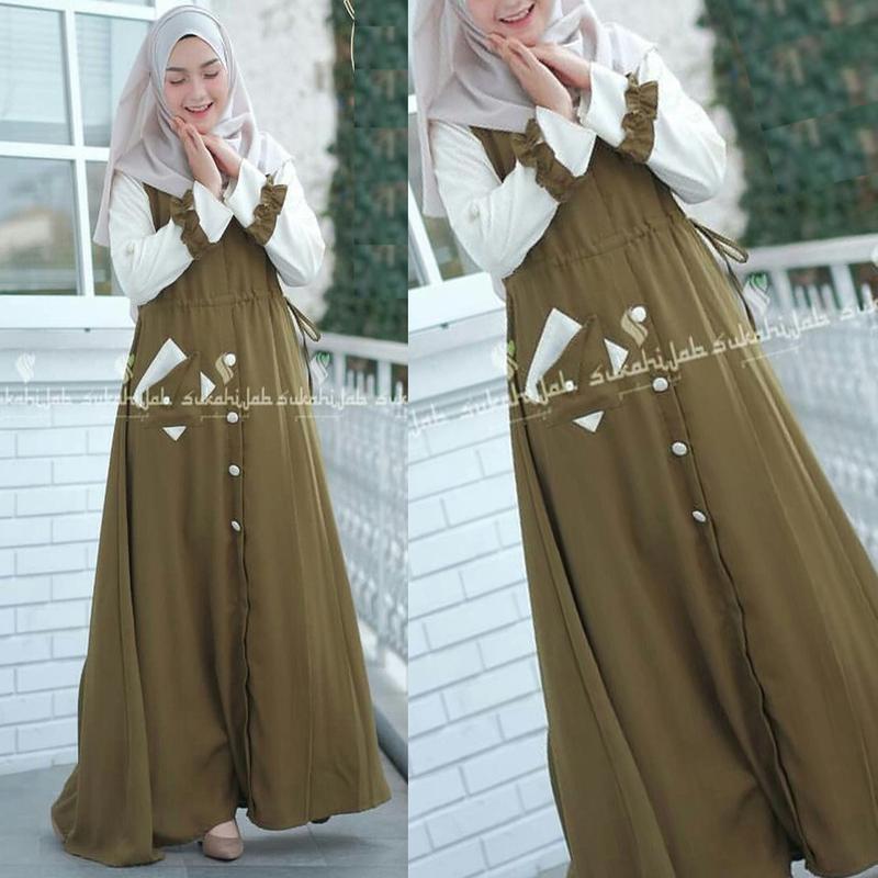 Product Introduction of Laviona Maxy Dress Cantik Model Terbaru Lagi Buming Matt Crepe Premium Army Fit Kancing  Panjang  Nyaman  Simple  Casual 22