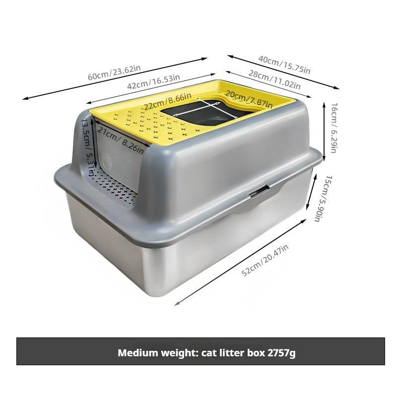 Product Introduction of Kotak Sampah Keluli Tahan Karat, Dipasang, Untuk Kucing, Tertutup Sepenuhnya / Separuh Tertutup, Anti Percikan, Tandas Bersepadu cat litter stainless steel box cat  litter  mat 5