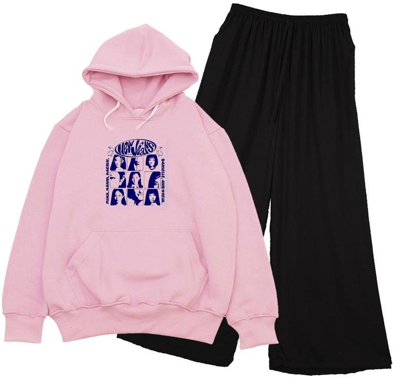 Setelan Sweater Hoodie Viral New Jeans Anak Remaja Perempuan 9-16Tahun Celana Kulot Fashion COD 4